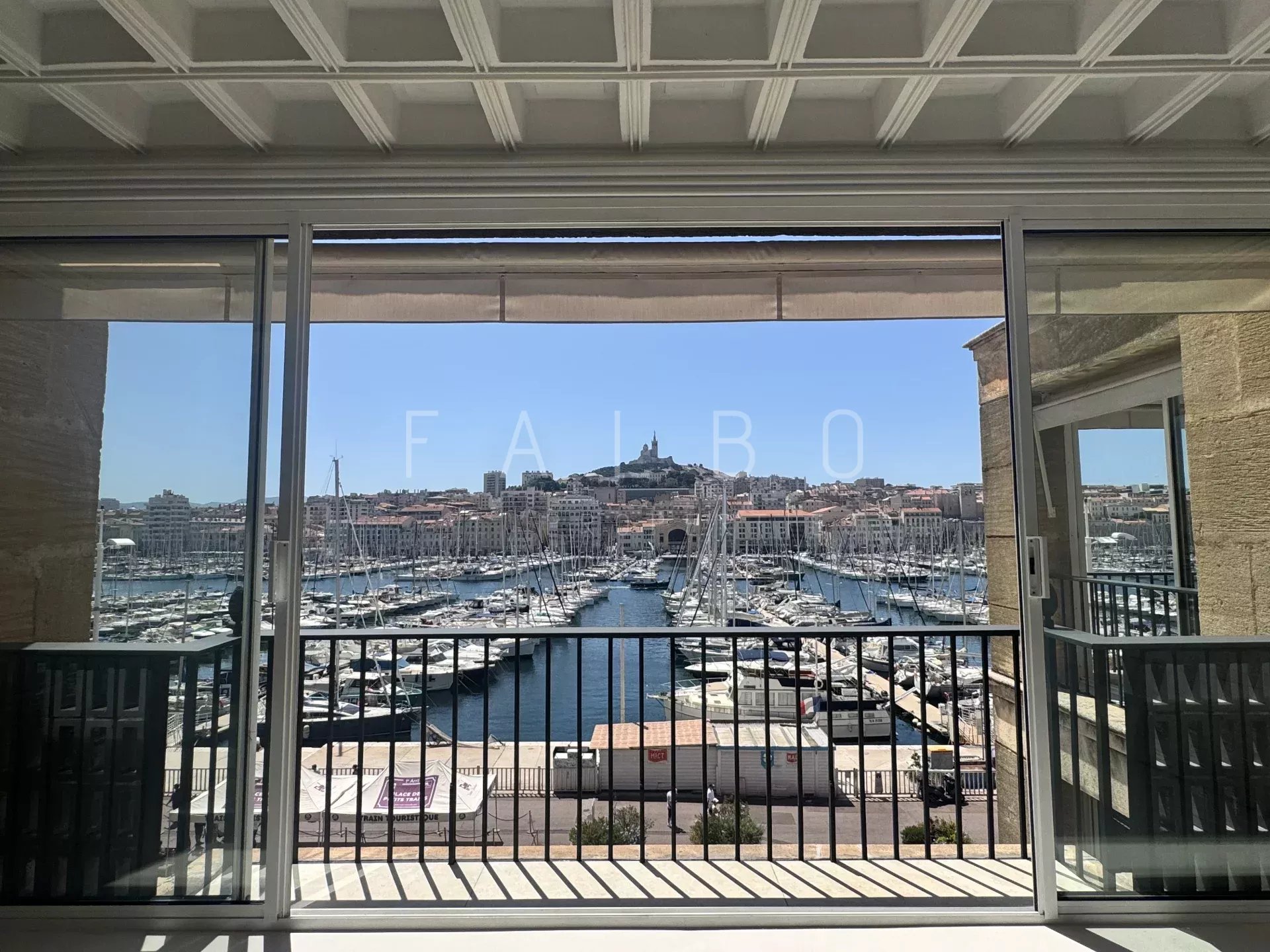 View of the Old Port of Marseille from a renovated apartment.