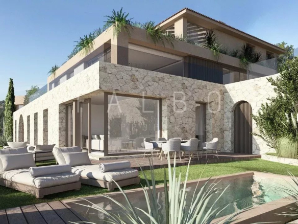 New architect-designed villa with swimming pool and garden in Cassis, with sea and countryside views.