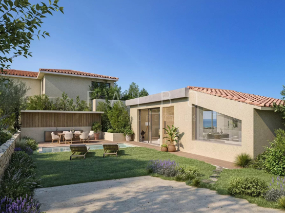 New architect-designed villa with sea and garden views in Cassis.