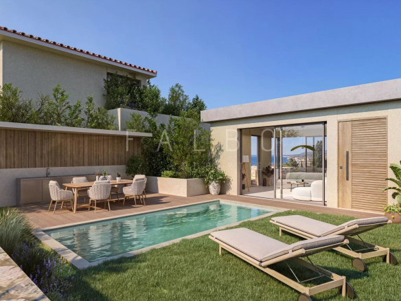 New architect-designed villa with swimming pool and garden in Cassis, sea view.