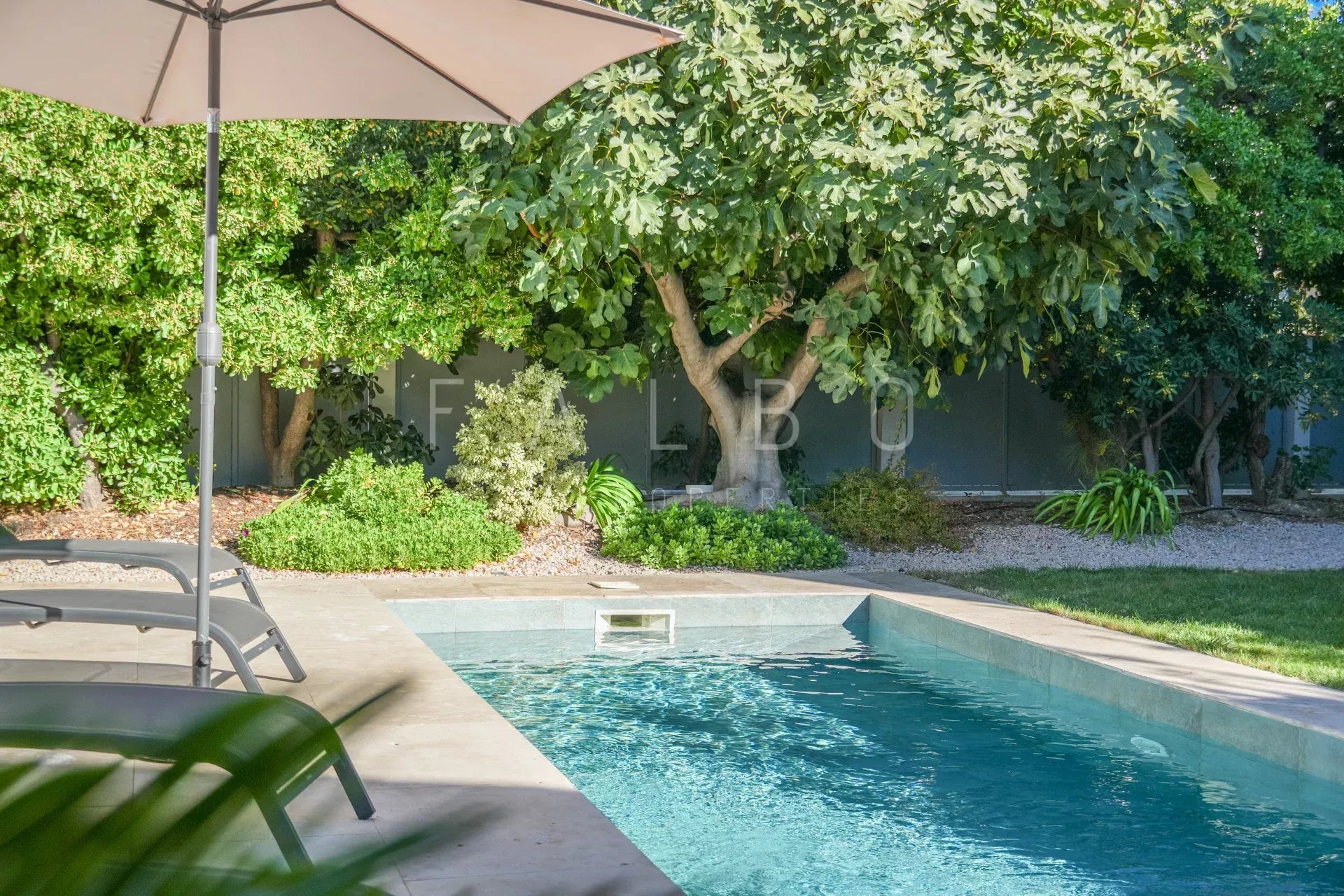 Villa contemporaine avec piscine à Marseille 8e Piscine et jardin paysager d'une villa contemporaine à Marseille 8e.