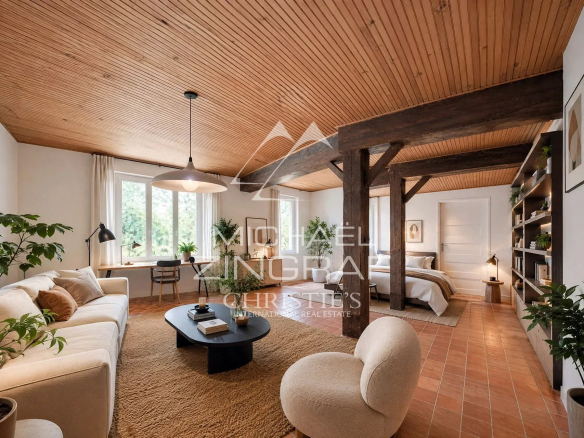 Intérieur d'une maison d'architecte à Aubagne avec salon et chambres.