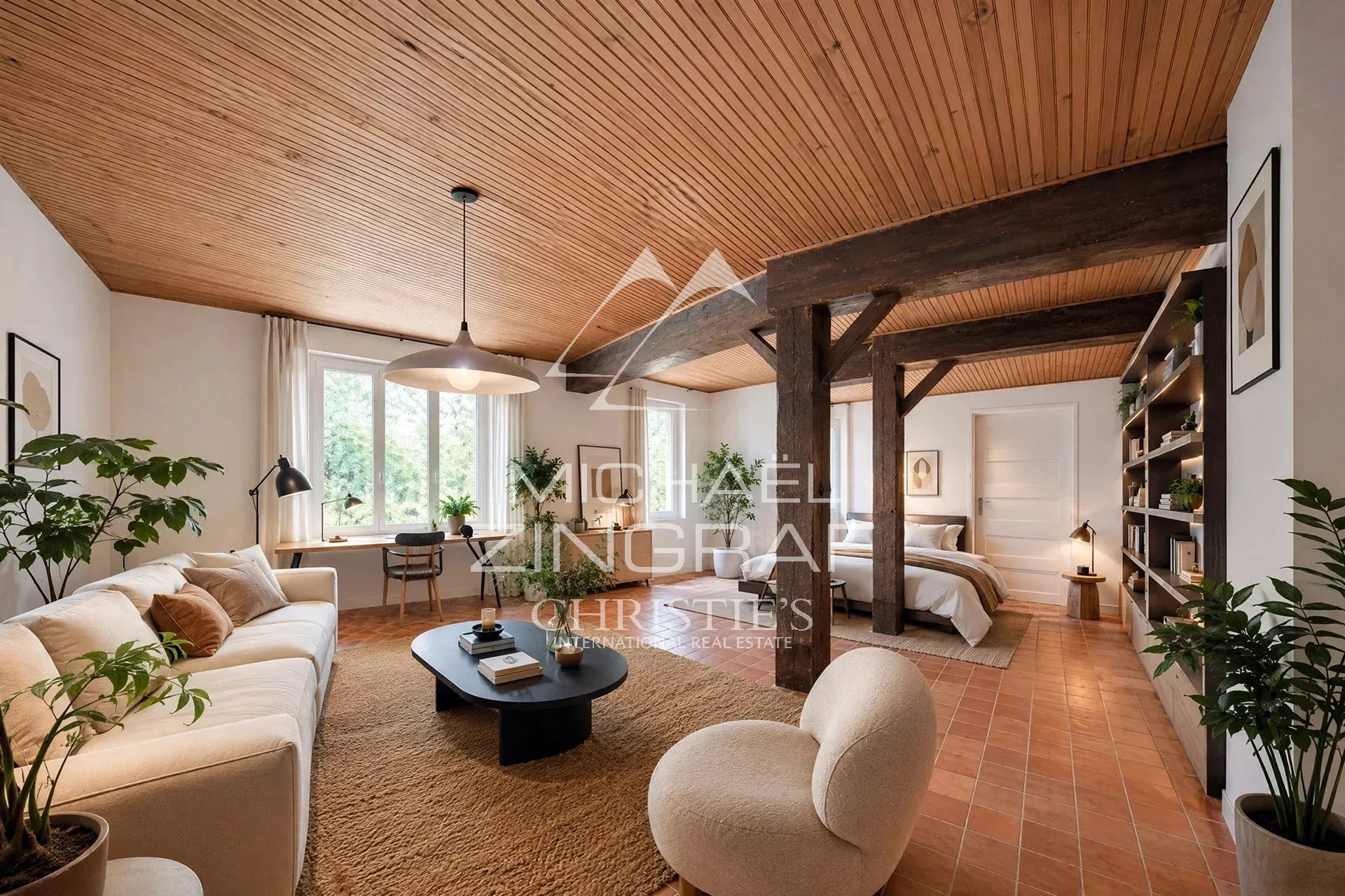 Intérieur d’une maison d’architecte Intérieur d'une maison d'architecte à Aubagne avec salon et chambres.