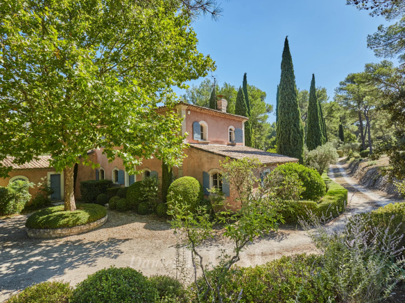 Maison d'architecte entourée de verdure à Saint-Rémy-de-Provence, avec un jardin paysager.