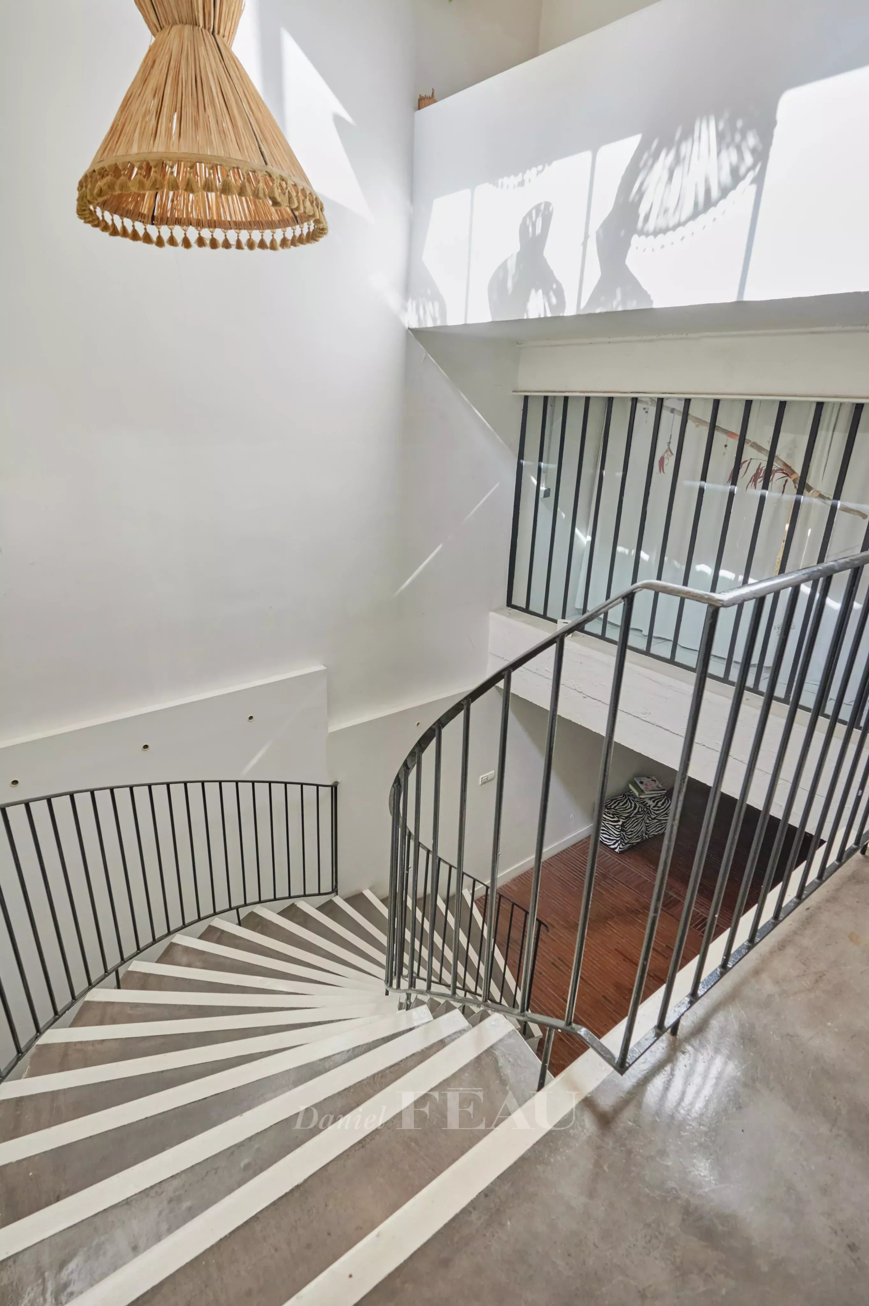 Modern interior staircase Spiral staircase in a modern house in Marseille 7th arrondissement.