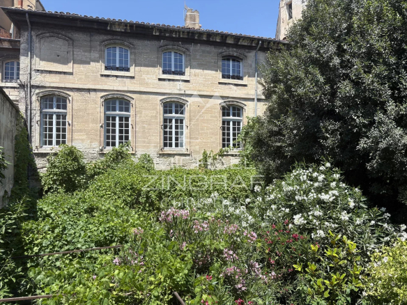 Hôtel particulier à rénover avec jardin luxuriant à Avignon.