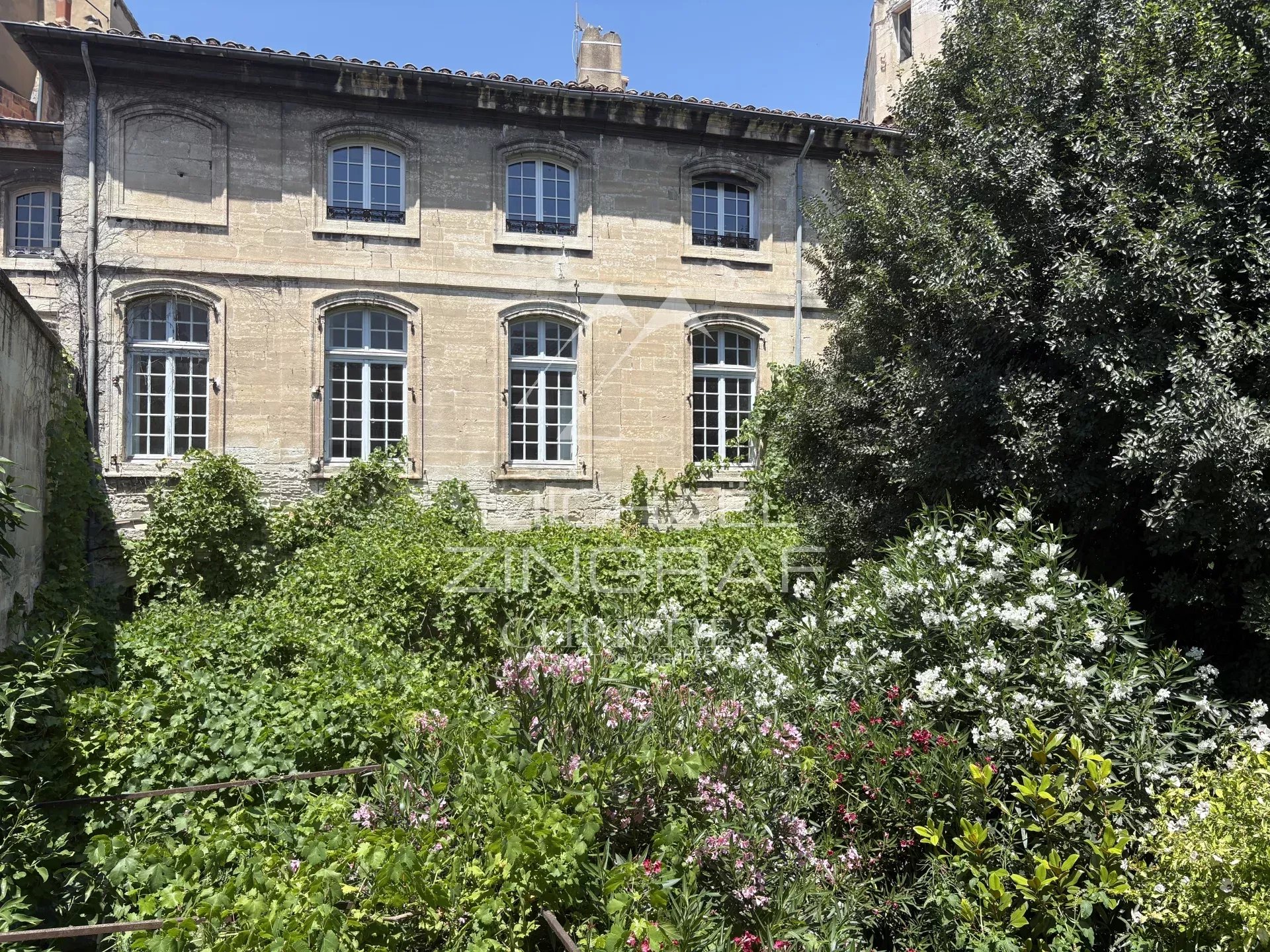 Hôtel particulier à rénover avec jardin luxuriant à Avignon.