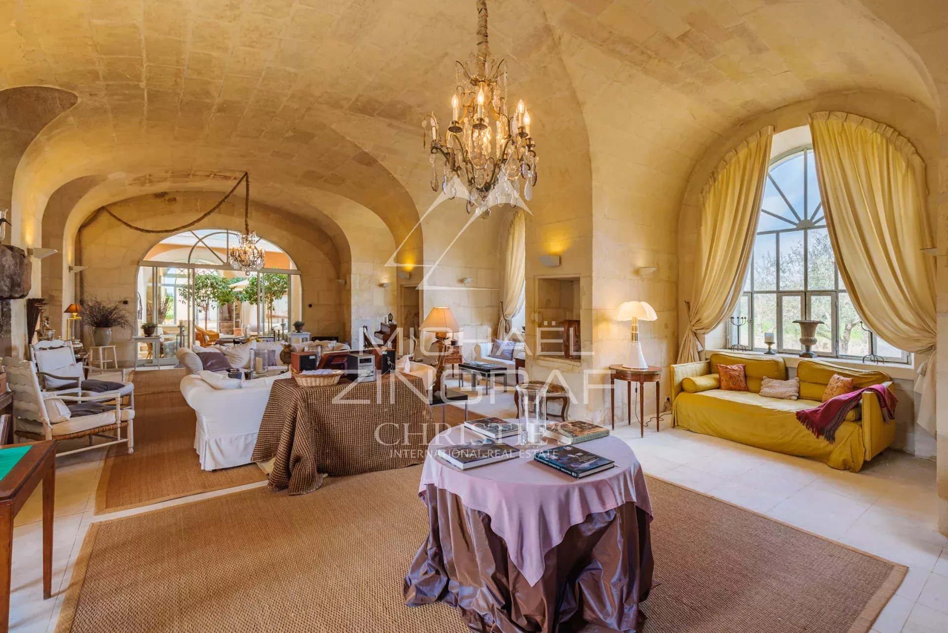 Interior of a Provençal property with spacious, bright rooms and refined decor.