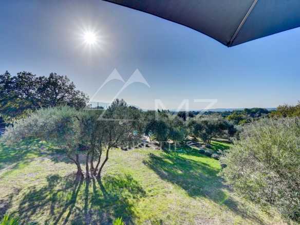 Vue panoramique sur la campagne avec des arbres et un ciel ensoleillé à Gordes.