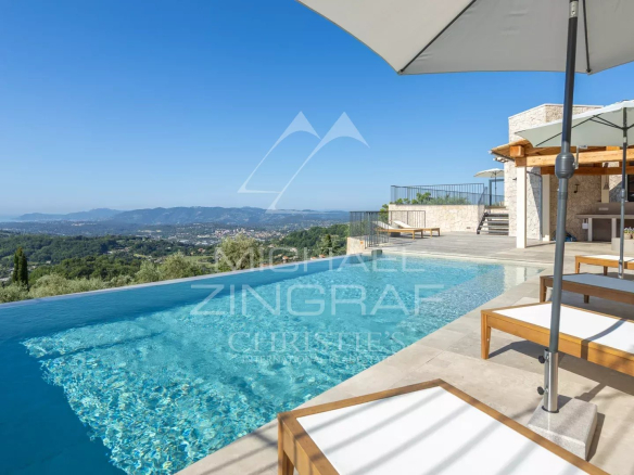 Villa with infinity pool offering panoramic sea views in Châteauneuf-Grasse.