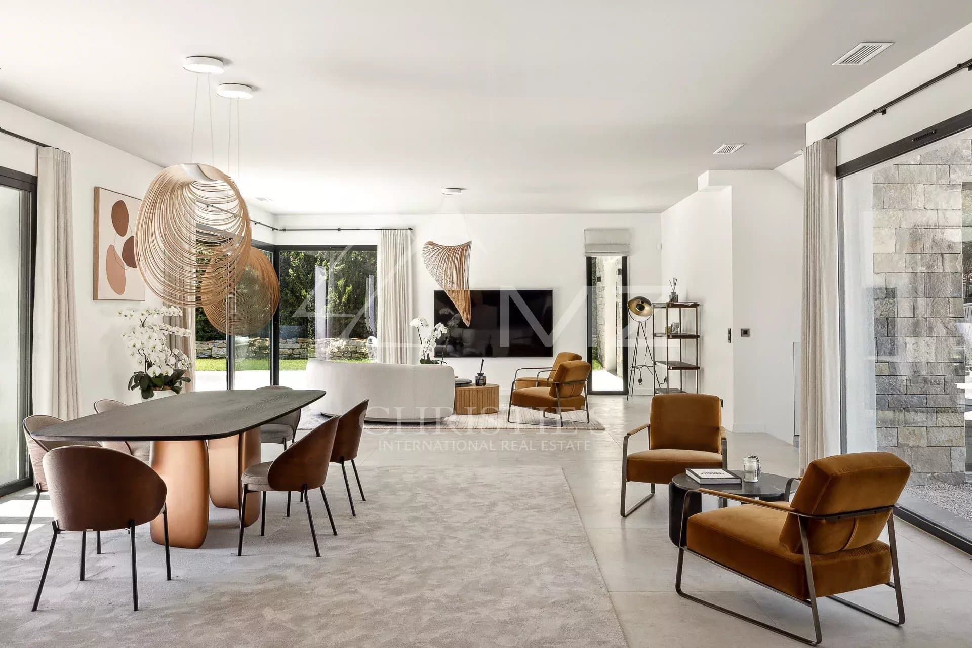 Interior of a contemporary villa Interior of a contemporary villa in Mougins, bright living room with modern furniture.