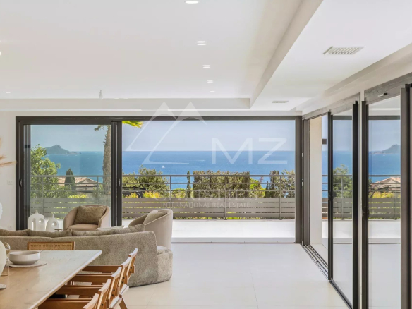 Interior of a contemporary villa with views of the sea and the Estérel Massif, Les Issambres.