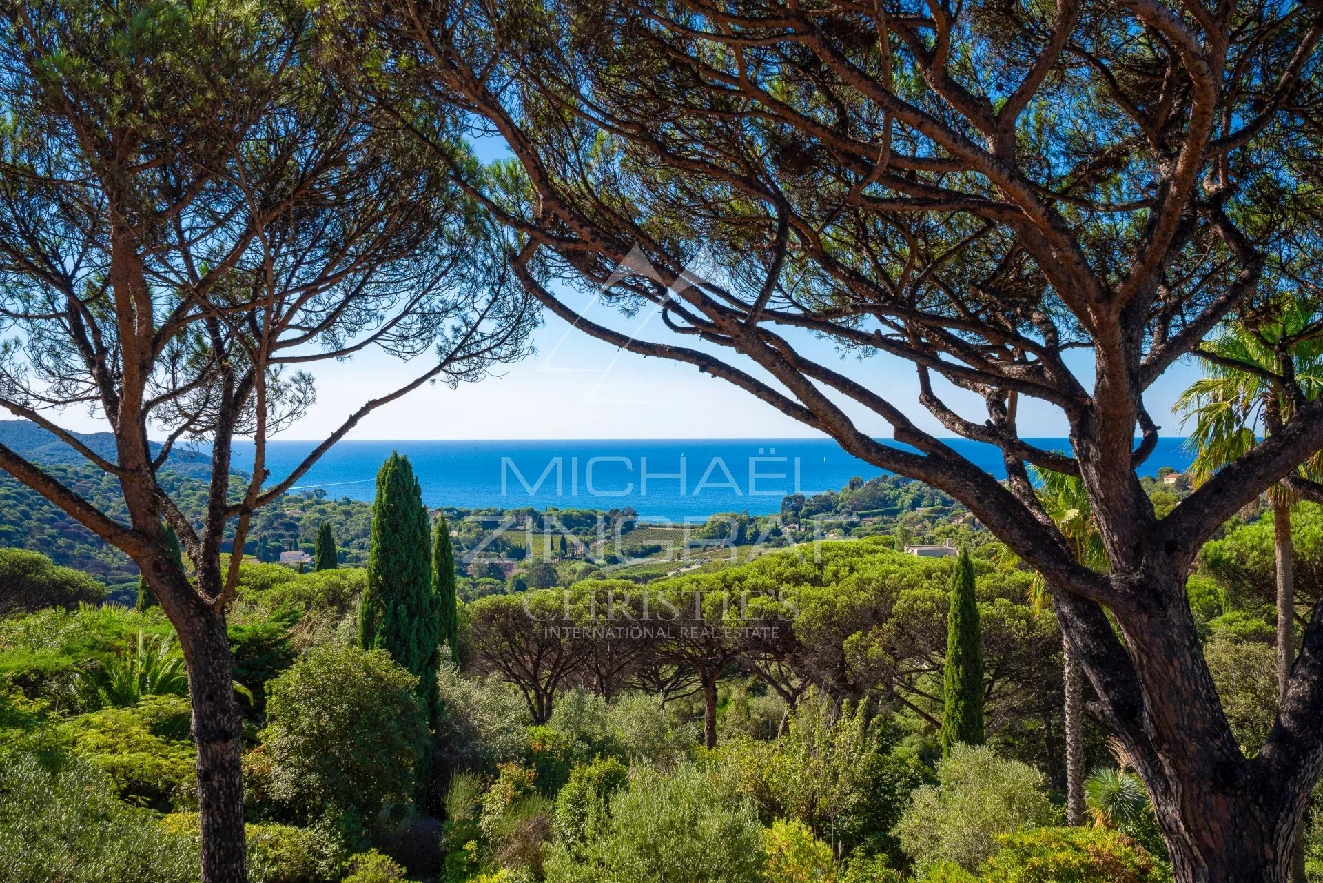Sea view at La Croix-Valmer Panoramic sea view from a property surrounded by trees in La Croix-Valmer.