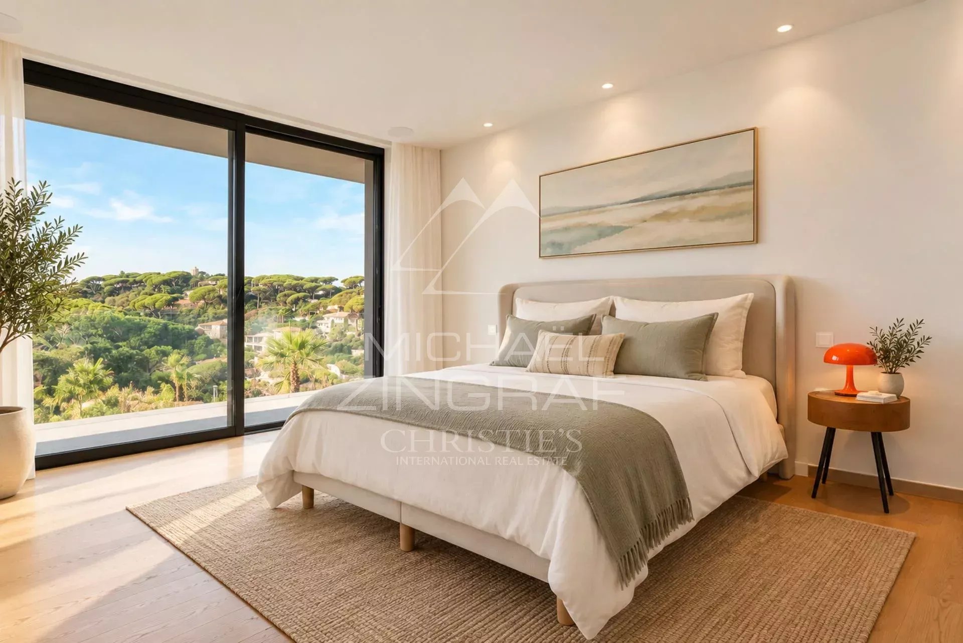 Contemporary room with a view Modern room with views of nature and elegant decor.