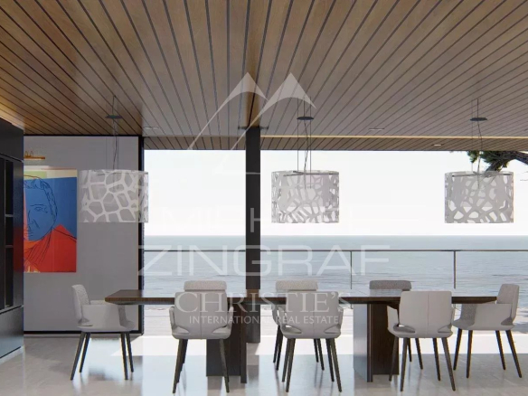 Intérieur moderne d'une propriété avec vue sur la mer, Le Lavandou.