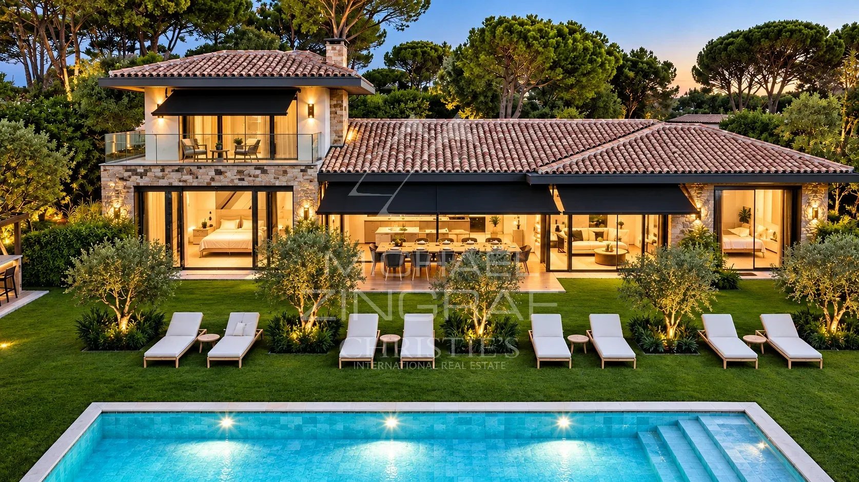 Modern villa with pool and garden in Ramatuelle, near the beaches of Tahiti.