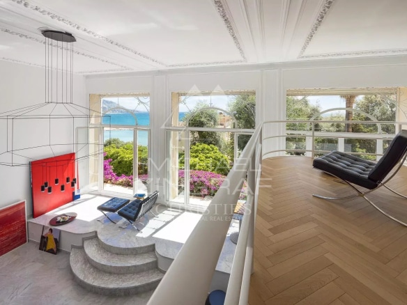 Interior of a Belle Époque style apartment with sea view in Menton, Garavan district.