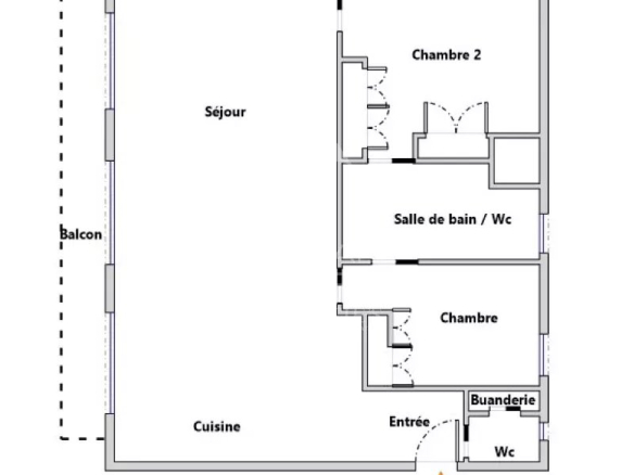 Plan d'un penthouse rénové à Saint-Jean-Cap-Ferrat avec deux chambres et un séjour.