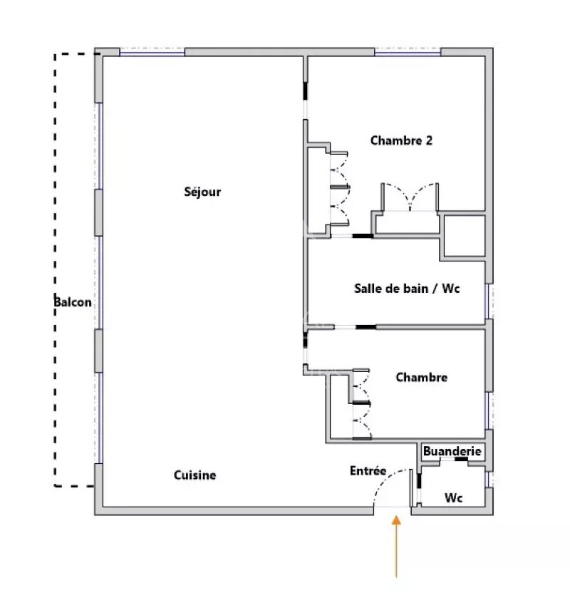 Plan du penthouse à Saint-Jean-Cap-Ferrat Plan d'un penthouse rénové à Saint-Jean-Cap-Ferrat avec deux chambres et un séjour.