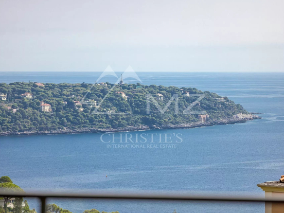 Panoramic view of the sea and coast from an apartment in Beausoleil.