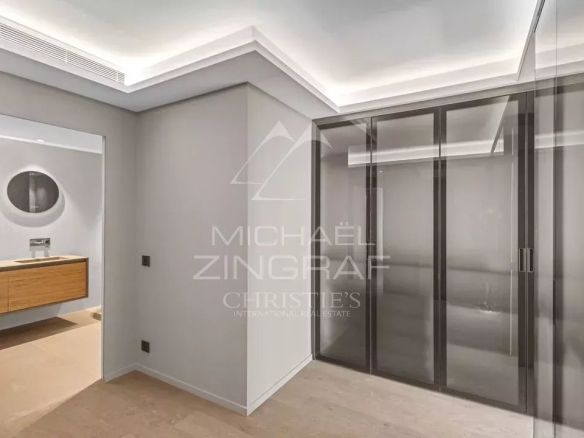 Interior of a new apartment in Cap d'Ail with bathroom and storage space