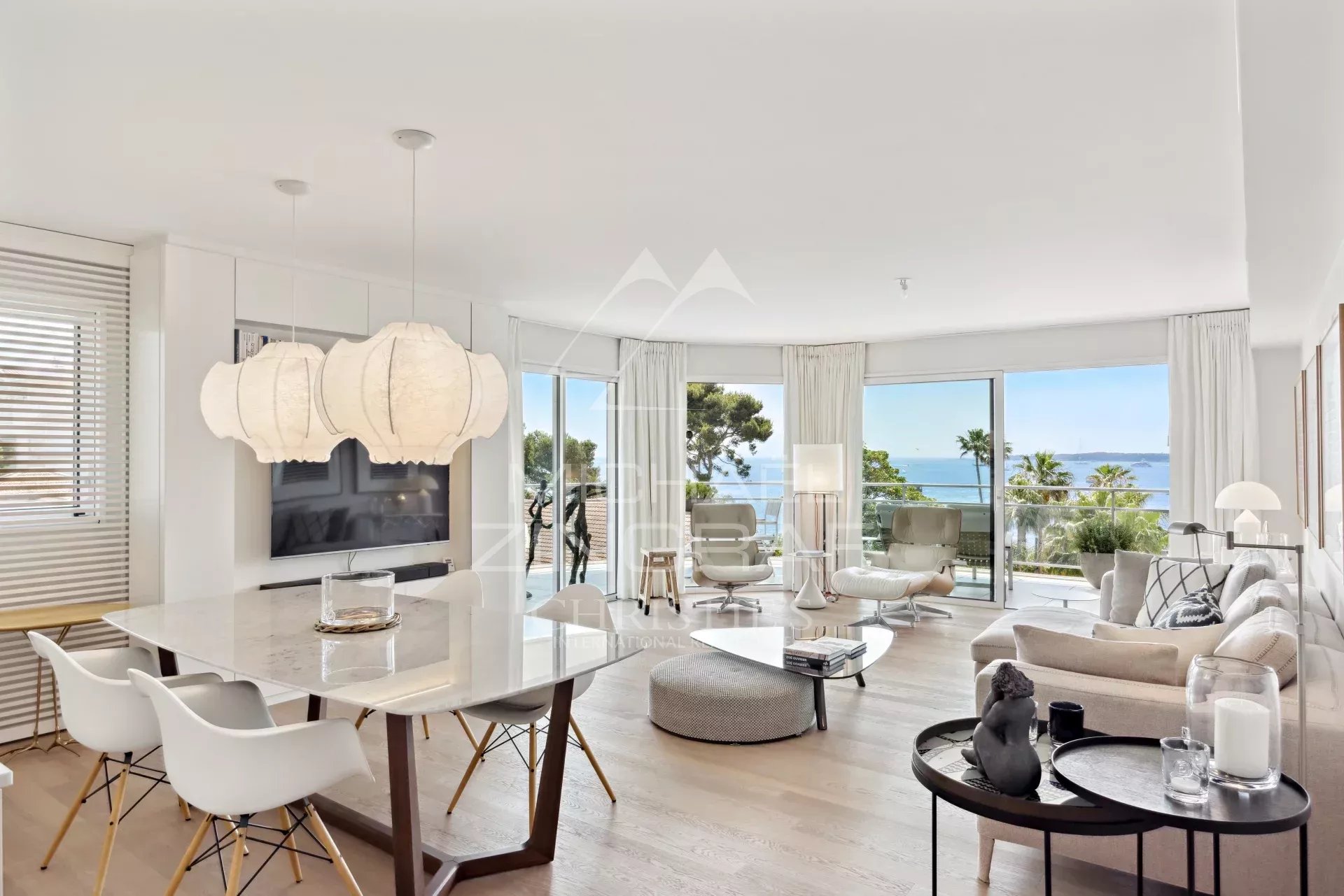 Modern apartment in Cannes Interior of a modern apartment in Cannes with sea view, elegant furniture and refined decoration.