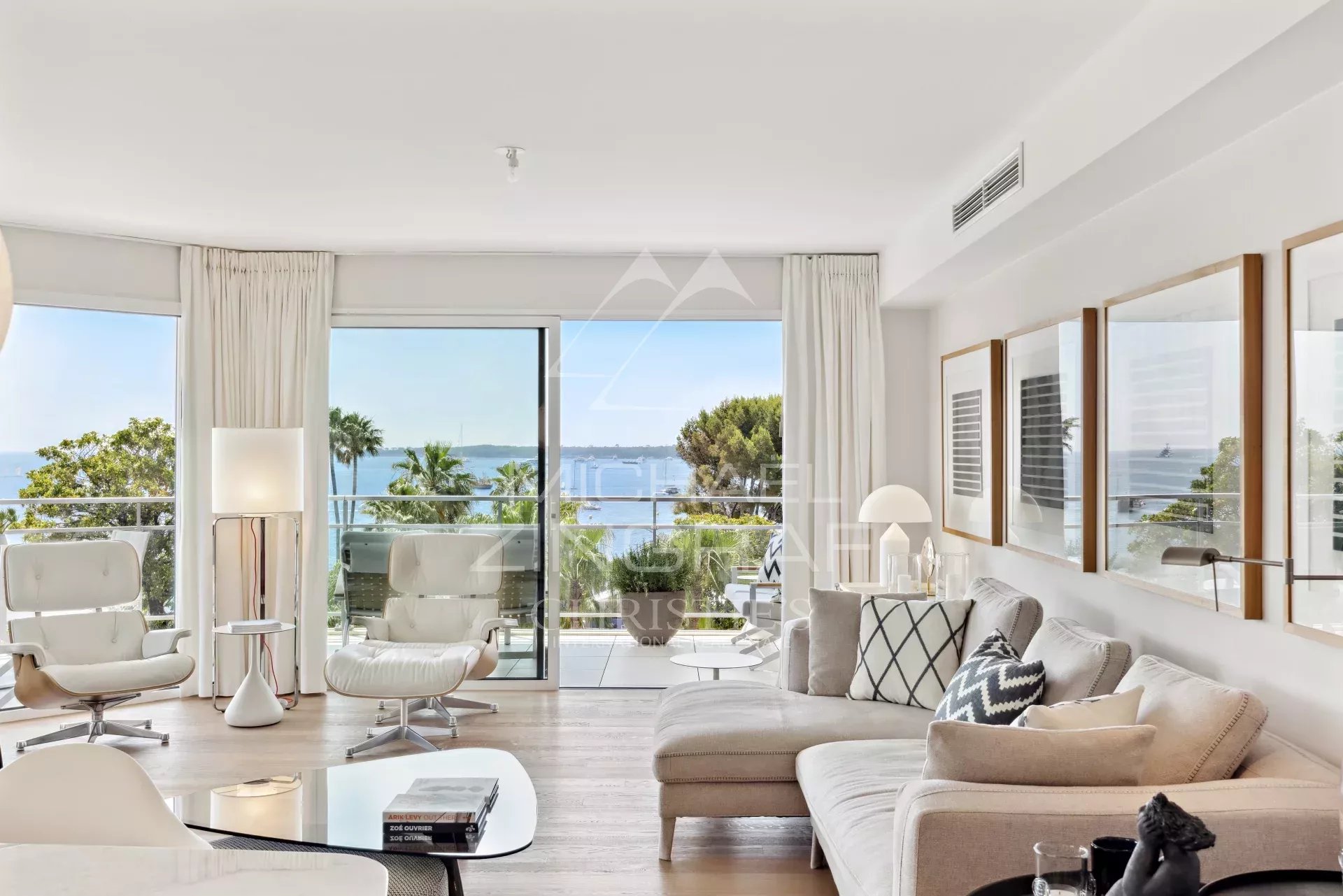 Modern apartment in Cannes Interior of a modern apartment with sea view, elegant furniture and refined decoration.