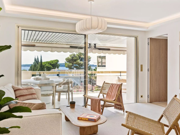 Renovated apartment with sea view in Cannes, bright living room and terrace