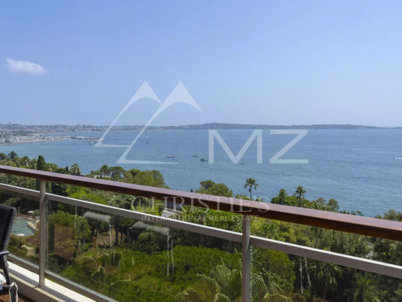 Panoramic sea view from a top-floor apartment in Cannes.