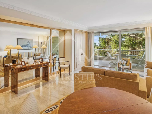 Interior of a contemporary apartment in Cannes with sea view.