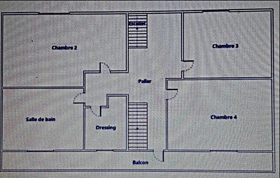 Plan de maison individuelle à Bobigny Plan d'une maison individuelle avec 6 chambres, dressing et salle de bain.