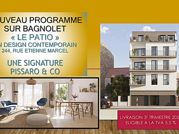 DANS RESIDENCE INTIMISTE DE STANDING AUX PORTES DE MONTREUIL LIVRAISON 3ET 2026 – GRAND DUPLEX 4 PIECES AU DERNIER ETAGE AVEC TERRASSES !