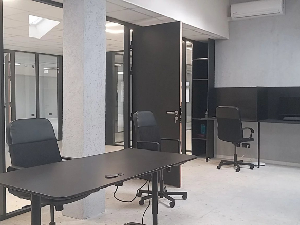 Interior of an office building complex with modern workspaces in Choisy-le-Roi.