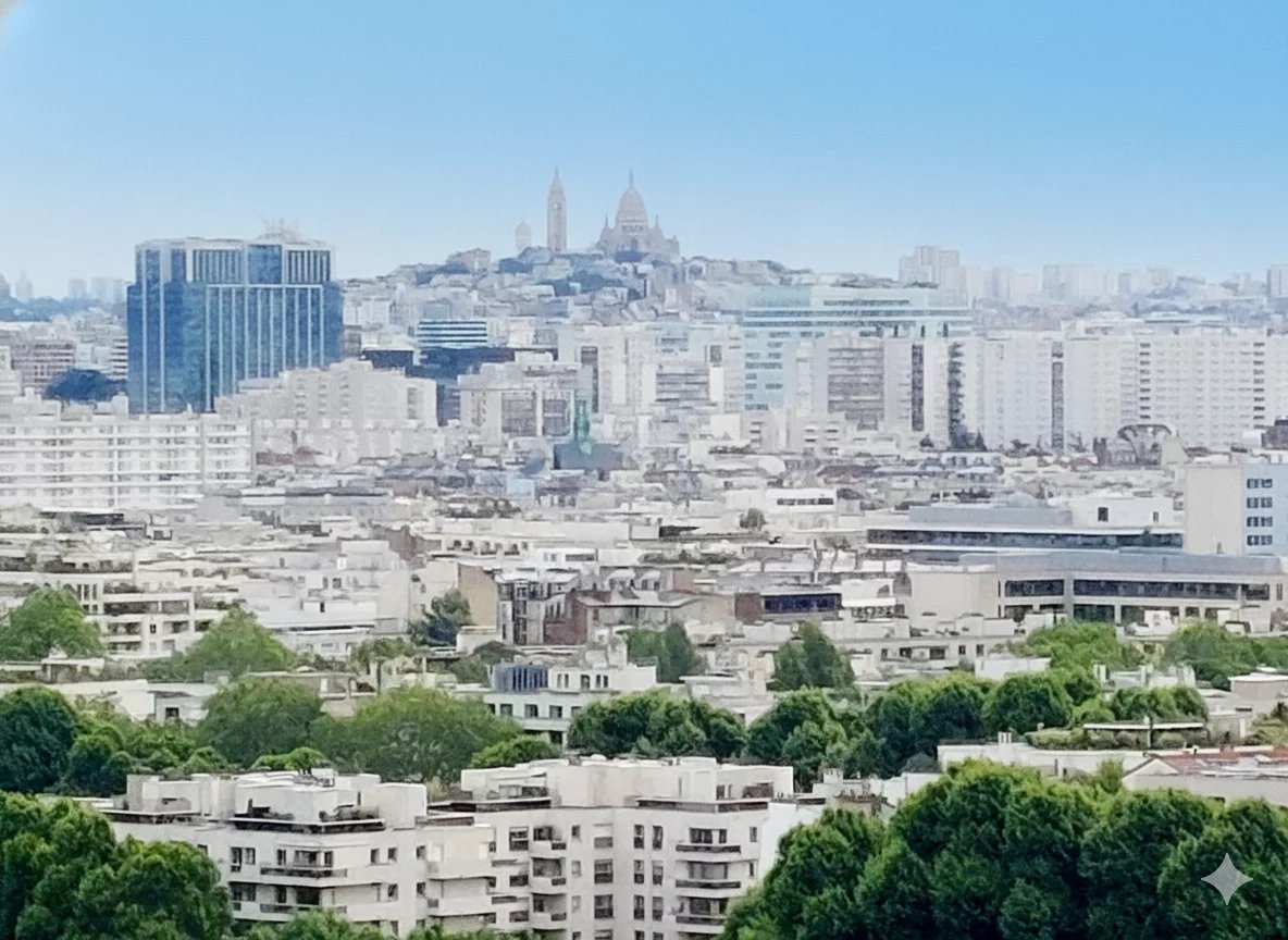 Panorama depuis un duplex à Courbevoie Vue panoramique sur Montmartre et les toits de Courbevoie depuis un duplex.