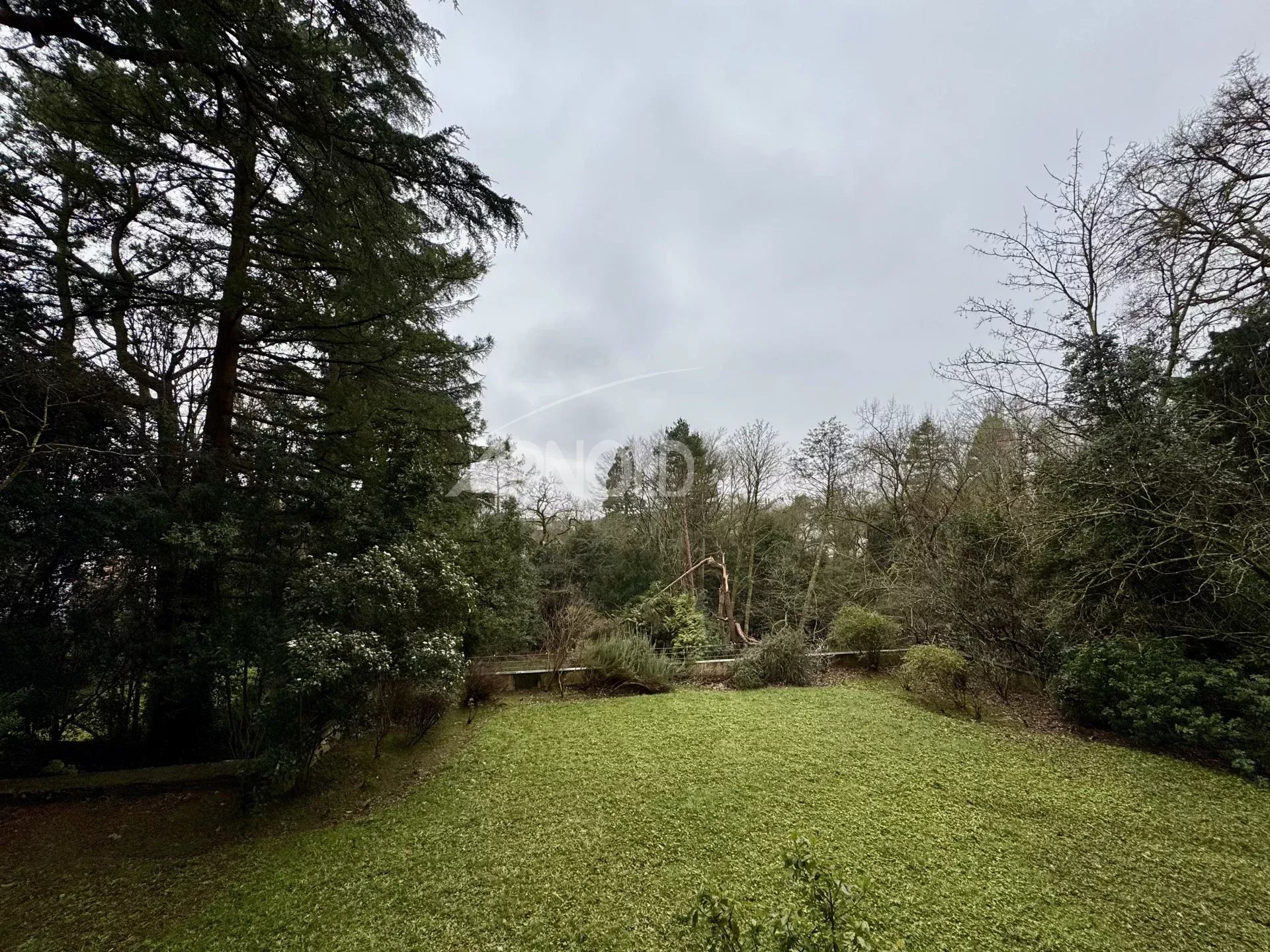 Green garden in Nantes View of a green garden with trees and a well-maintained lawn.