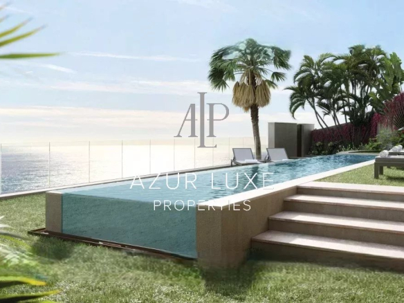 Villa moderne avec piscine à débordement et vue sur la mer à Roquebrune-Cap-Martin.