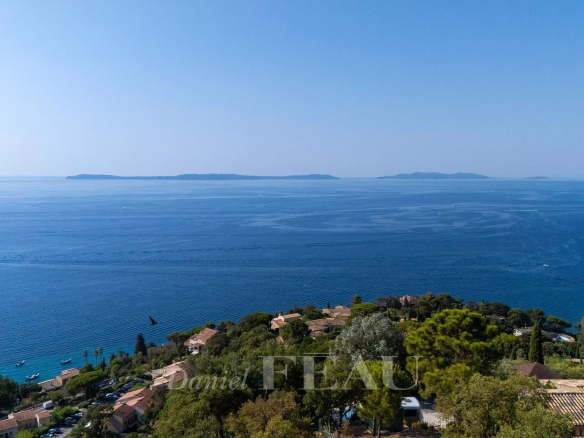 Panoramic sea view from a villa in Rayol-Canadel-sur-Mer.