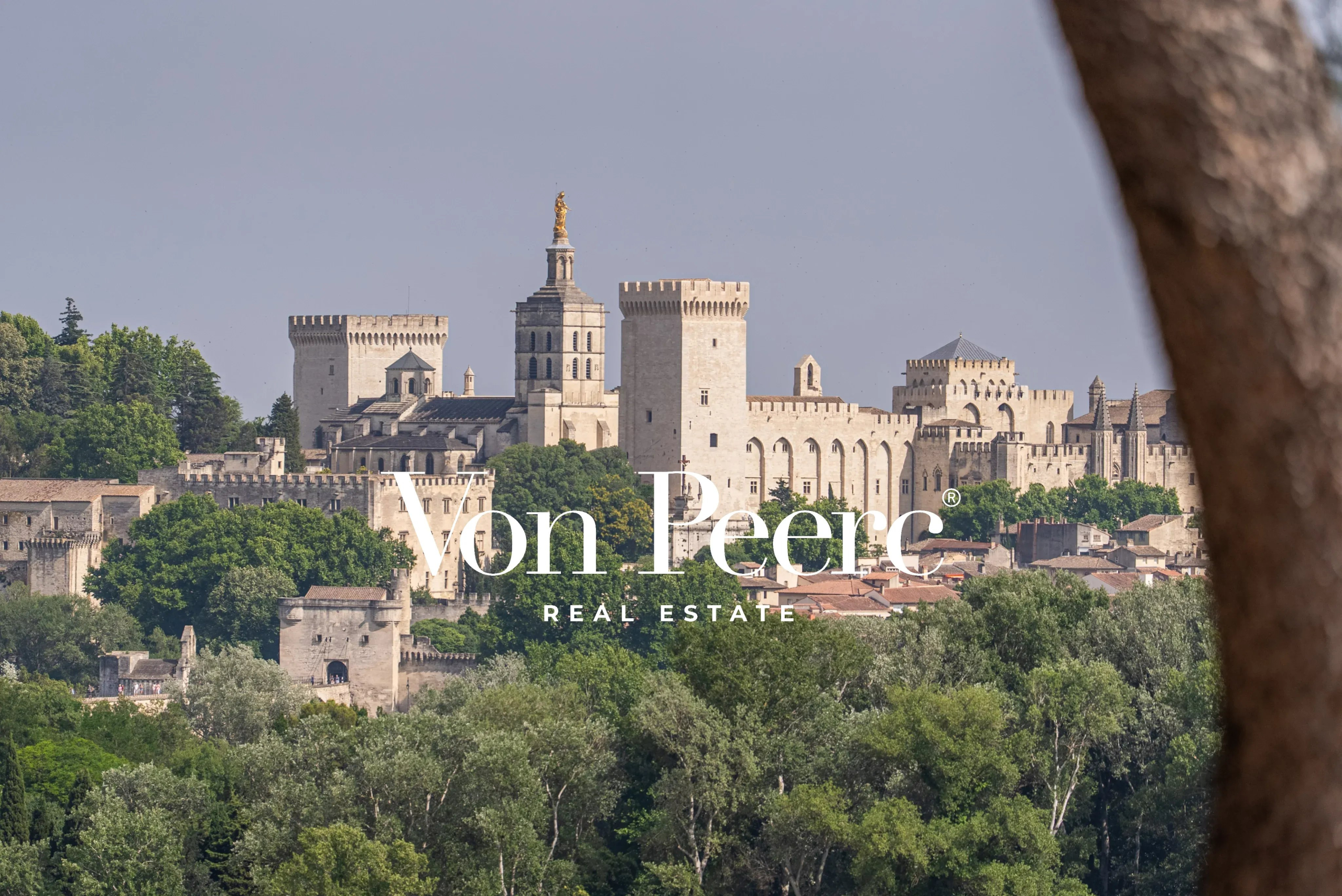Land with a view of Avignon Panoramic view of the Palais des Papes and the Tour Philippe Le Bel from a plot of land in Villeneuve-lès-Avignon.