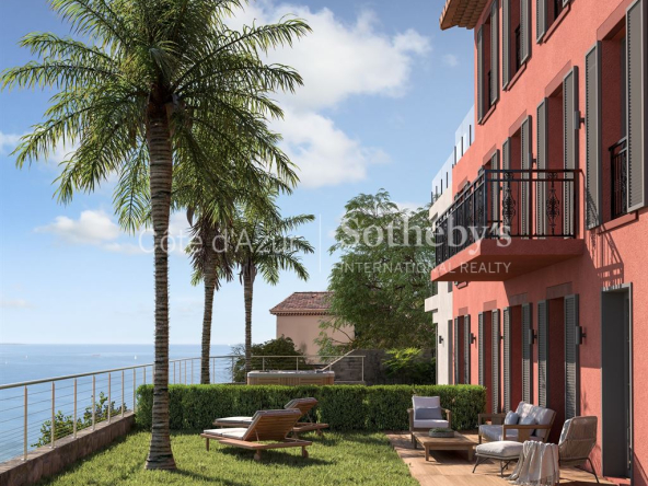 Théoule-sur-Mer, appartement 4 pièces rez-de-jardin, vue mer panoramique.