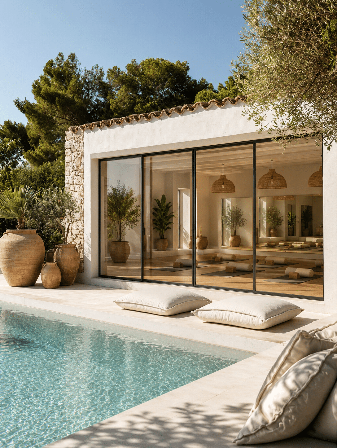 Propriété moderne à L’Isle-sur-la-Sorgue Maison moderne avec piscine et grandes baies vitrées, entourée de verdure à L'Isle-sur-la-Sorgue.