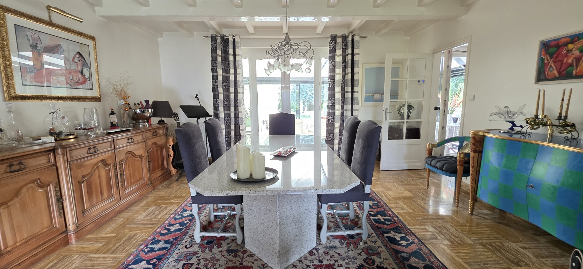 Elegant dining room in Bauvin Dining room of a town house in Bauvin with modern table and elegant decoration.