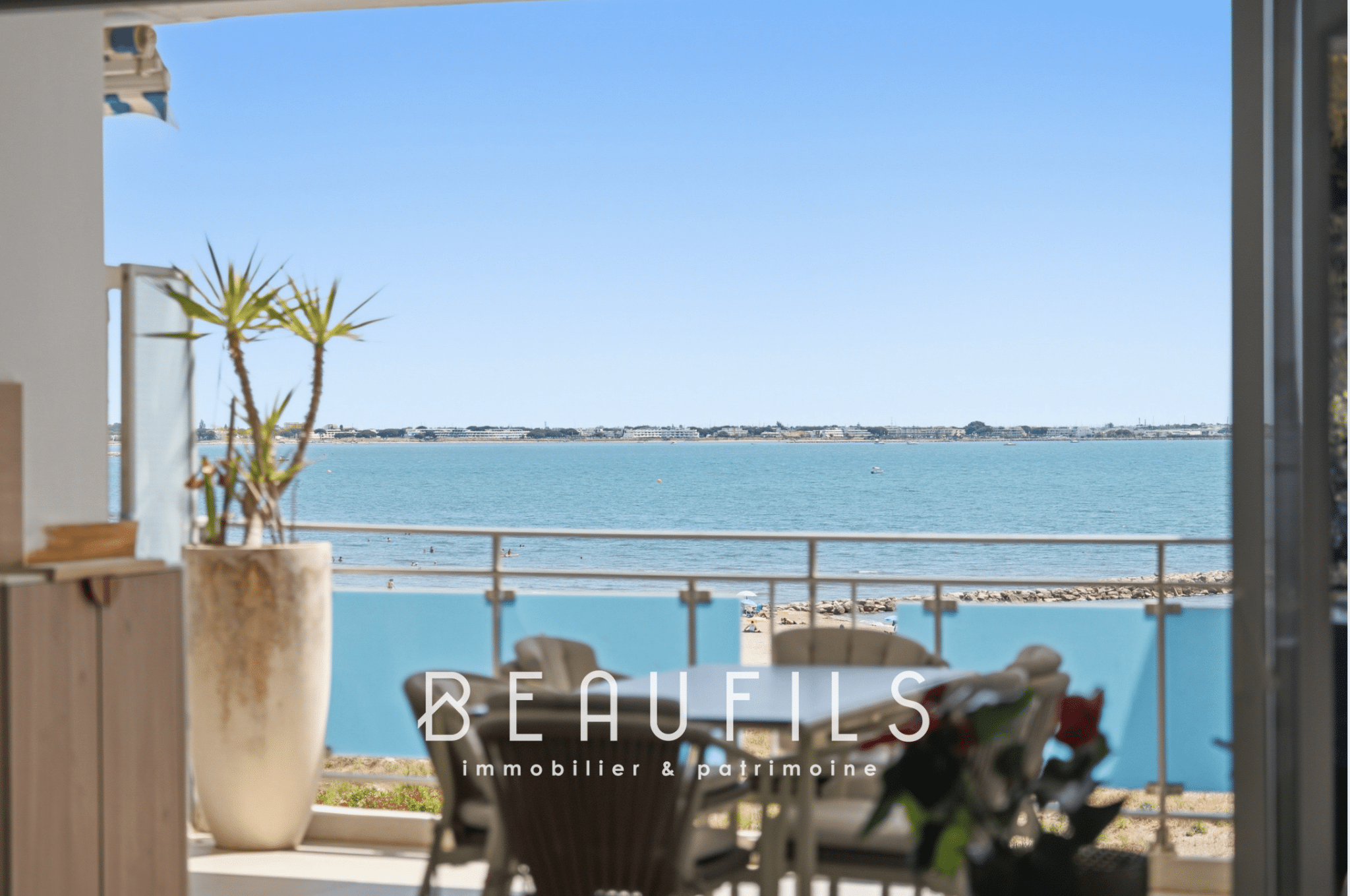 Panoramic sea view from an apartment in Grau-du-Roi with a terrace