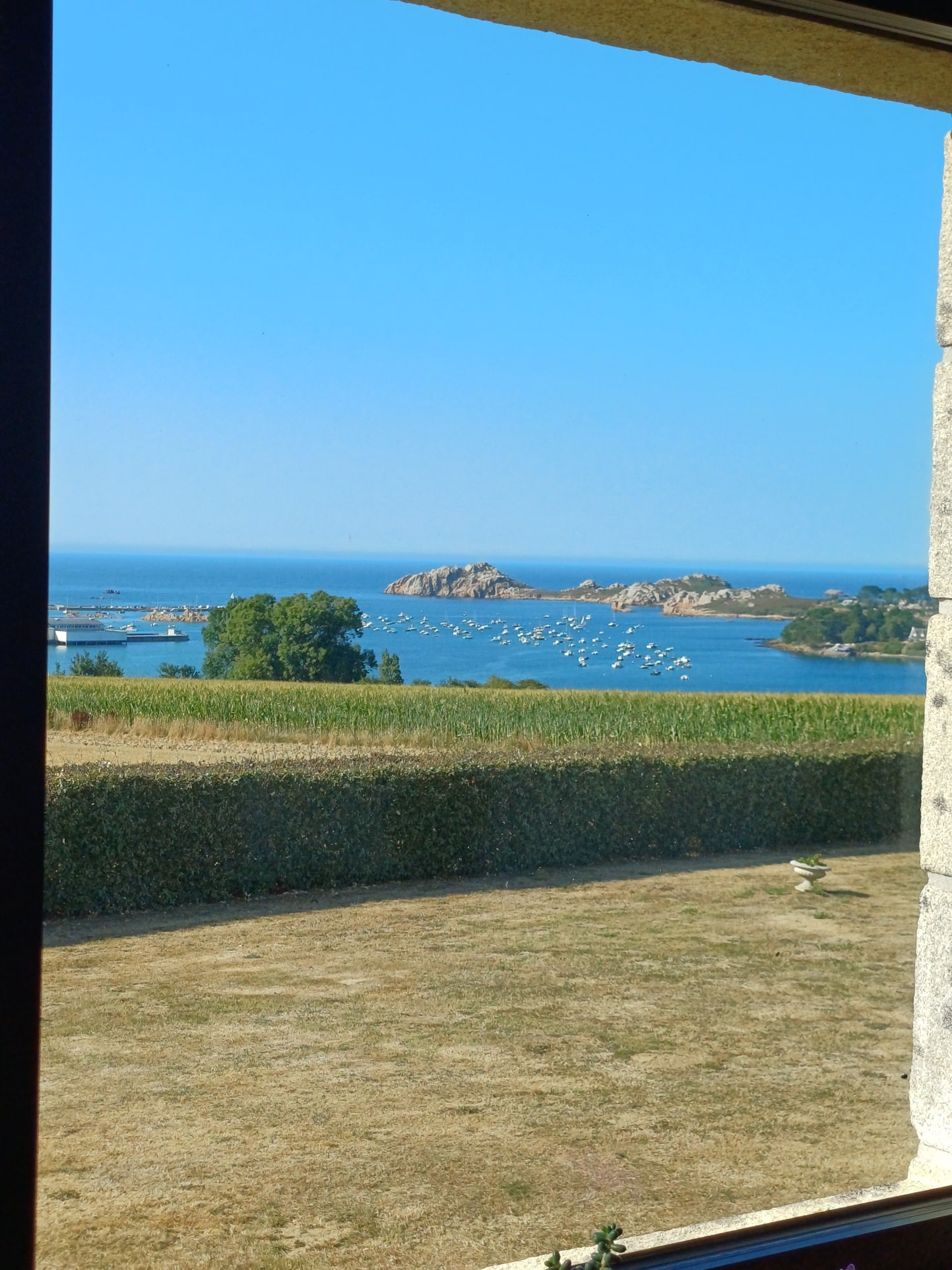 Unobstructed view of the sea and the port of Diben from a house in Plougasnou.