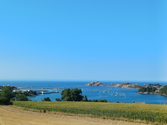 Panoramic view of the port of Diben and the sea from a property in Plougasnou.
