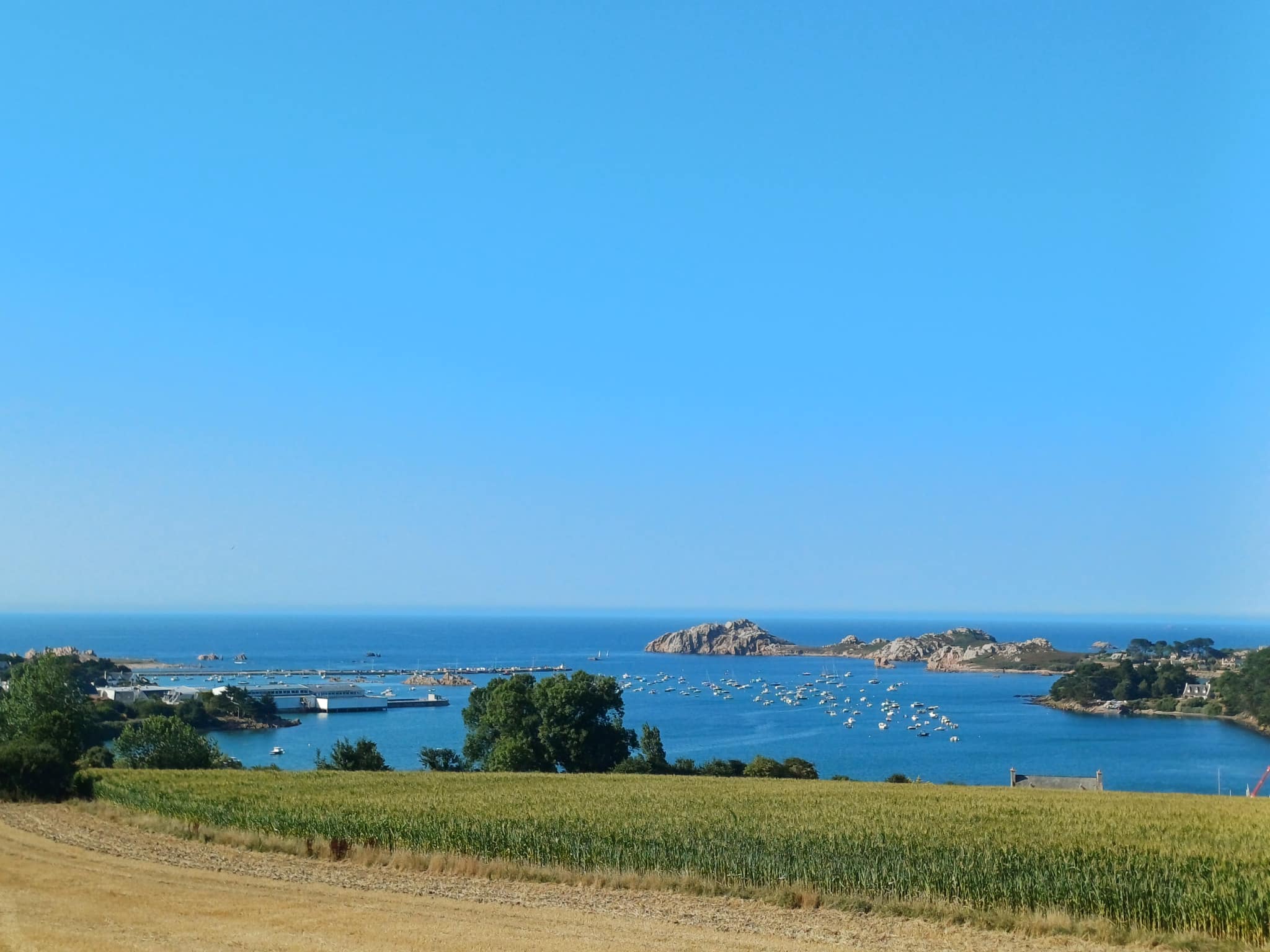 Panoramic view of the port of Diben and the sea from a property in Plougasnou.