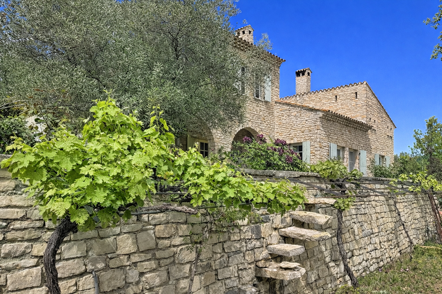 Stone property in Vaison-la-Romaine Stone property with vineyards in Vaison-la-Romaine, overlooking the countryside and Mont Ventoux.
