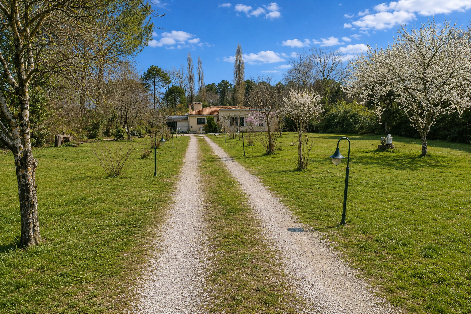 Property in Gradignan Driveway leading to a house surrounded by trees and flowers in Gradignan.