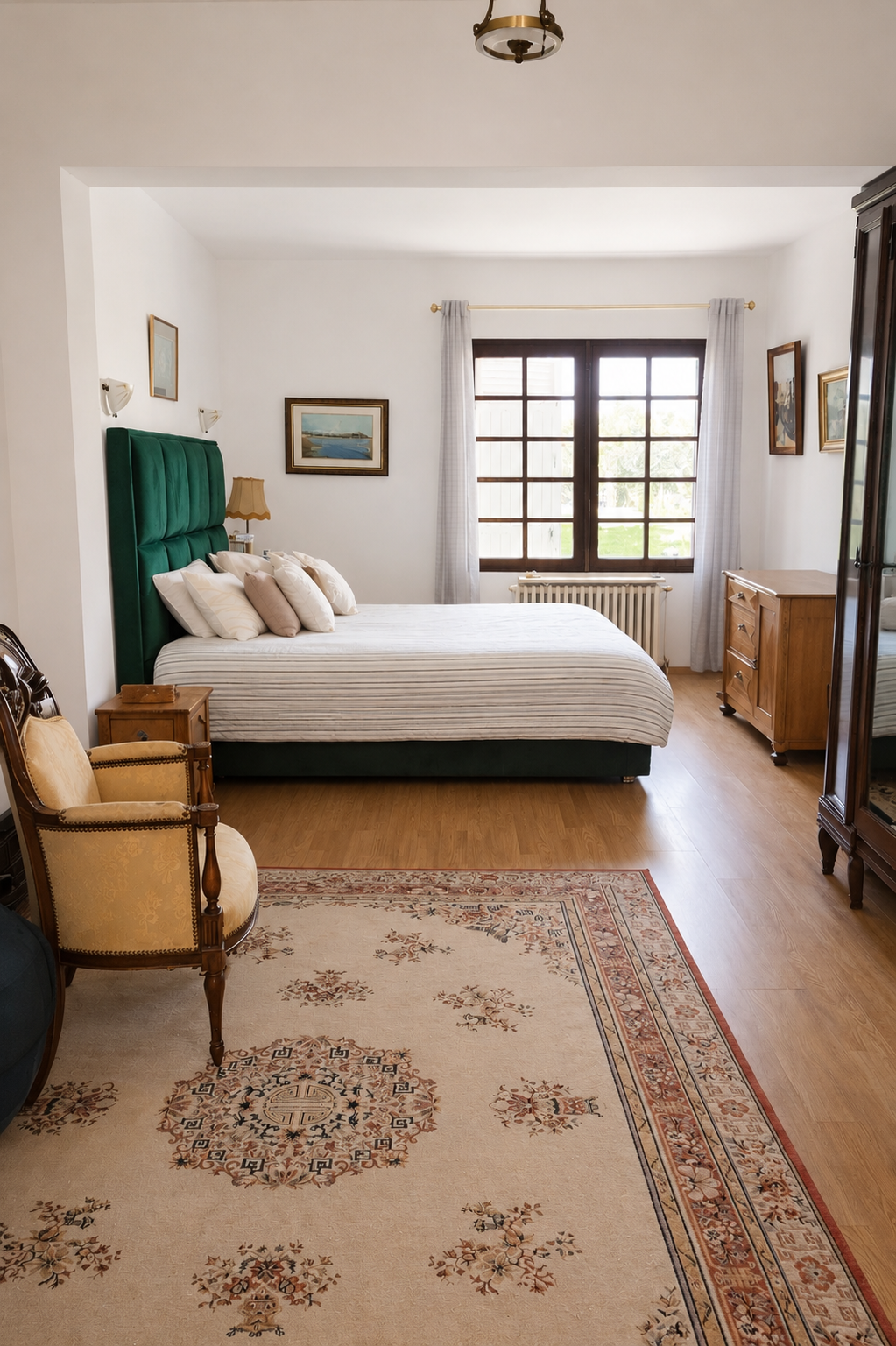 Spacious room in Gradignan Bright room with double bed, armchair and rug in a house in Gradignan.