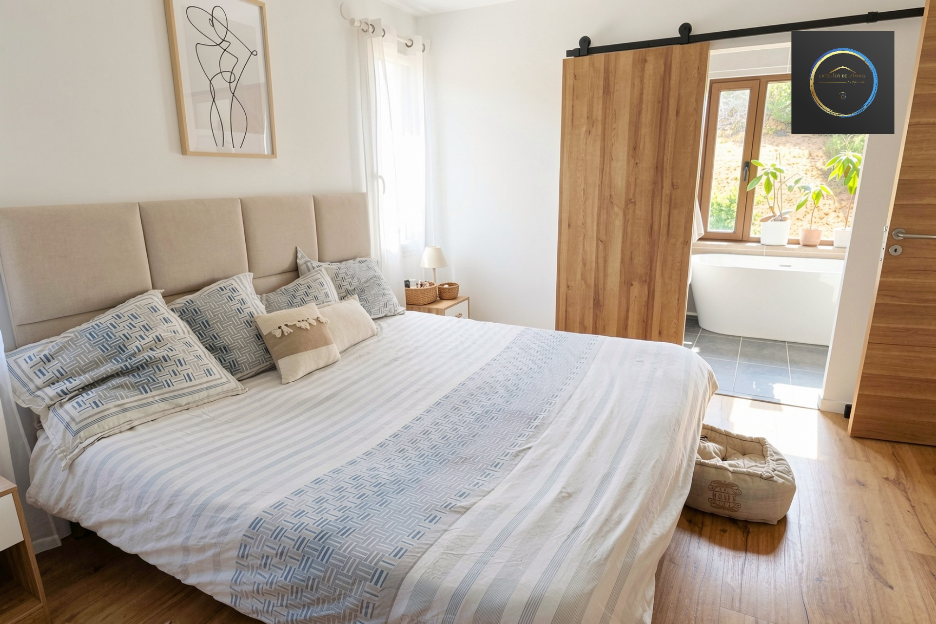 Modern villa room in Clermont-l'Hérault Room in a contemporary villa with double bed and natural light in Clermont-l'Hérault.