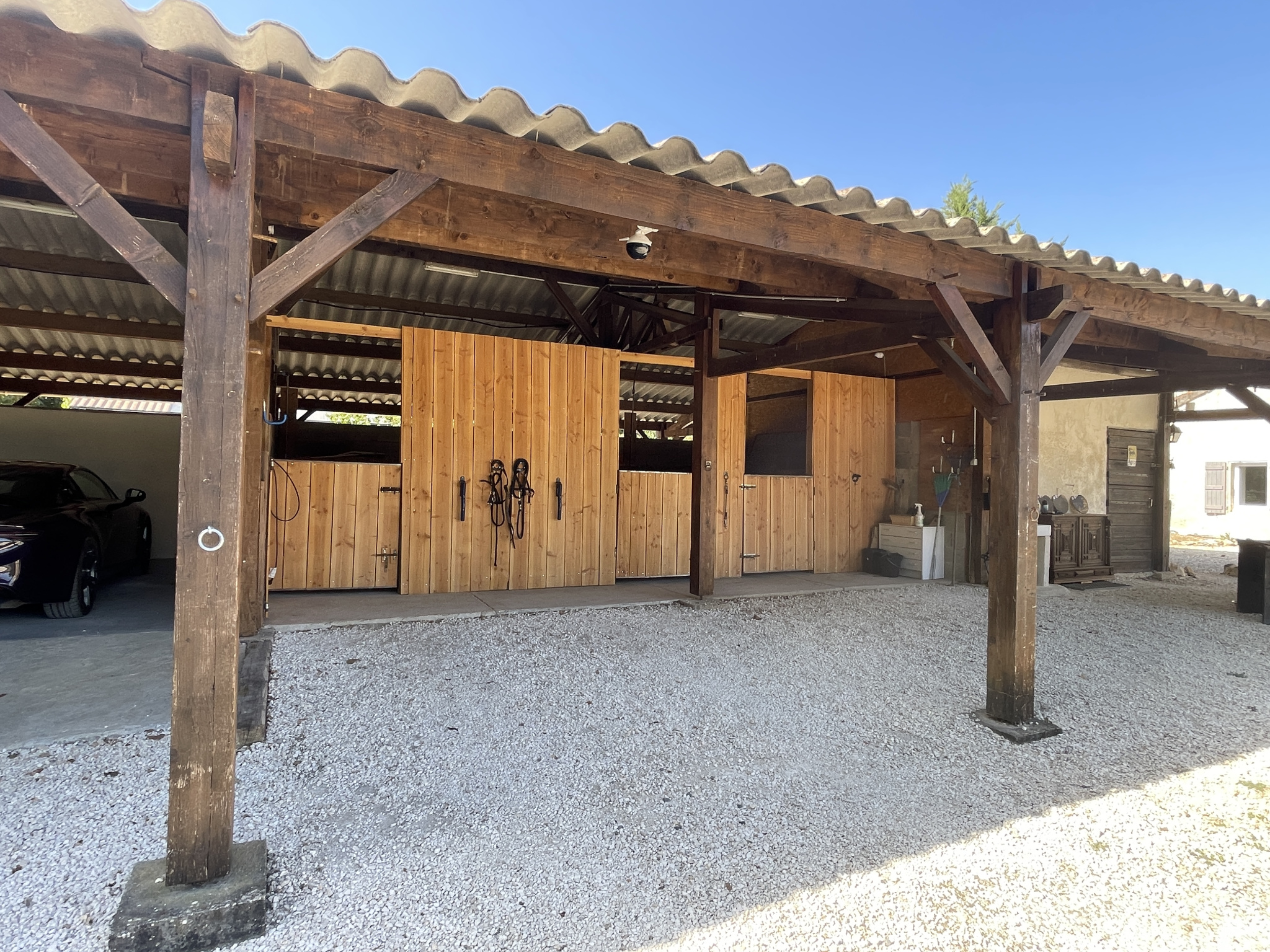 Outbuildings with horse stalls Wooden outbuildings with horse stalls on an estate in Lot-et-Garonne